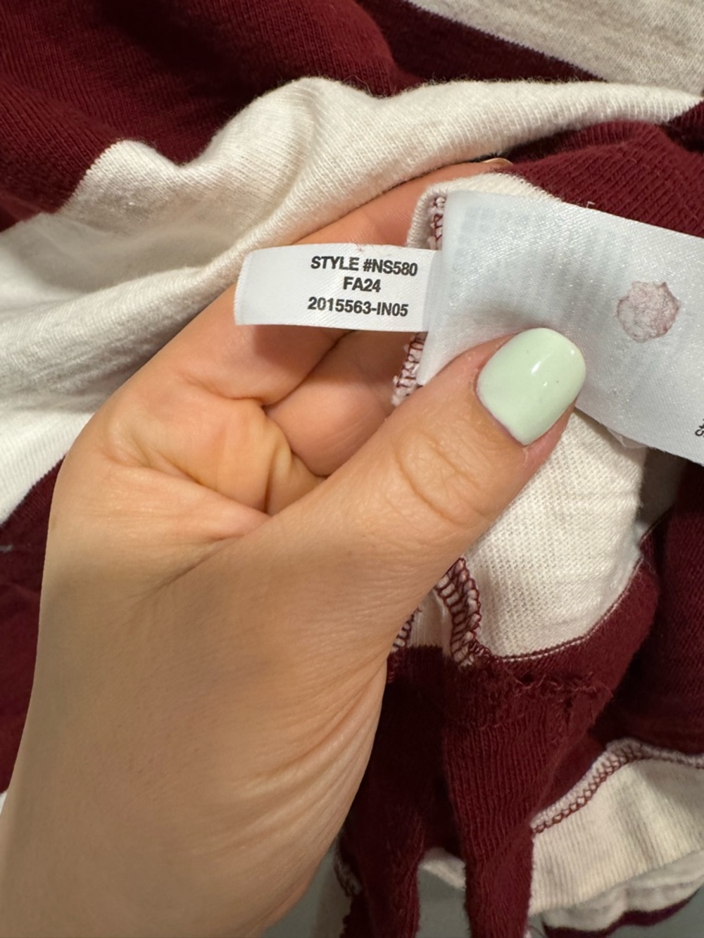 Madewell Stripe Long Sleeve Rugby Shirt in Maroon and White Size Large - Picture 4 of 5